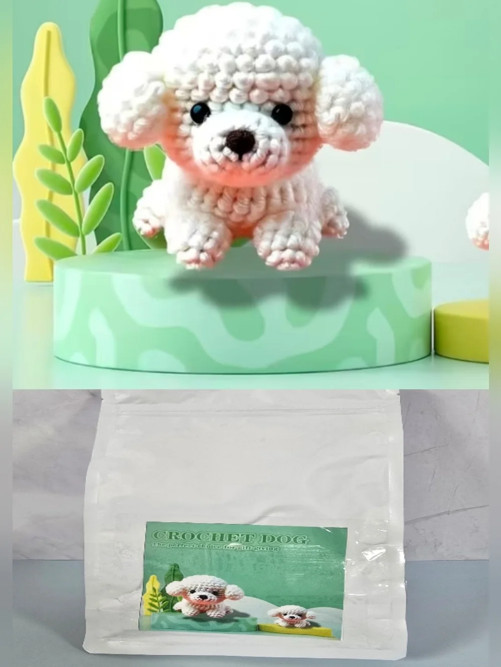DIY White Poodle Dog Keychain Crochet For Beginners Kit All Tools Included New